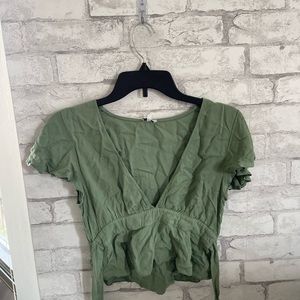 Brandy Melville Green Wrap Top